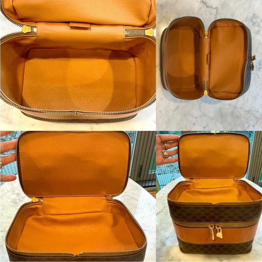 Celine Vintage Macadam Vanity, double compartment, brown/tan leather trim, EUC - Picture 9 of 16